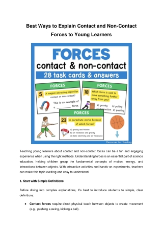 Best Ways to Explain Contact and Non-Contact Forces to Young Learners