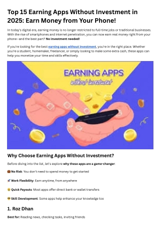 top 15 earning apps without investment in 2025