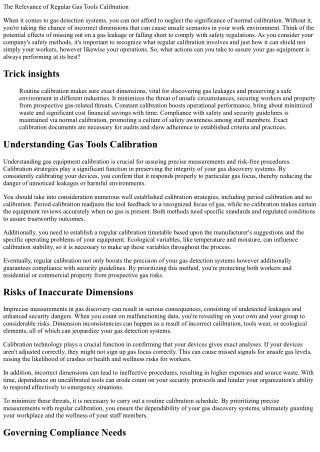 The Relevance of Routine Gas Equipment Calibration