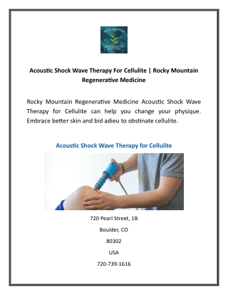 Acoustic Shock Wave Therapy For Cellulite | Rocky Mountain Regenerative Medicine