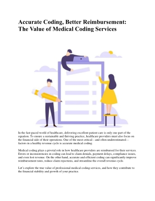 Accurate Coding, Better Reimbursement: The Value of Medical Coding Services