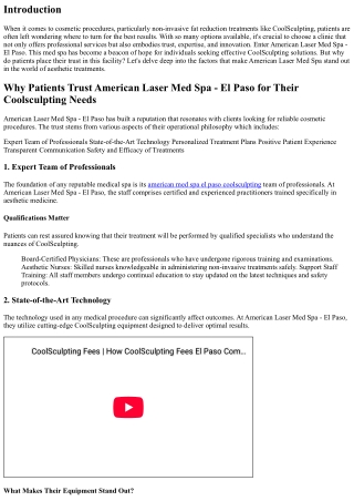 Why Patients Trust American Laser Med Spa - El Paso for Their Coolsculpting Need
