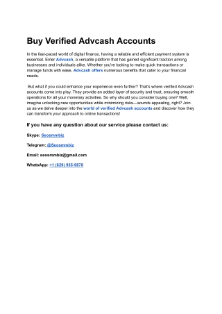 Buy Verified Advcash Accounts