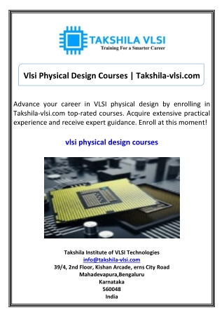 Vlsi Physical Design Courses Takshila-vlsi.com