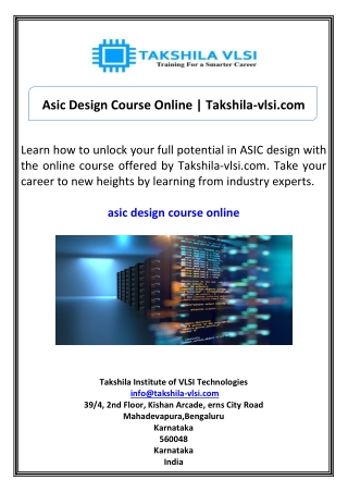 Asic Design Course Online Takshila-vlsi.com