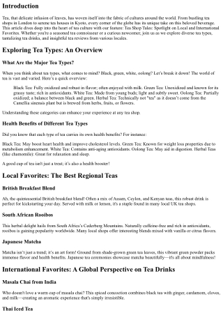 Tea Shop Tales: Spotlight on Local and International Favorites
