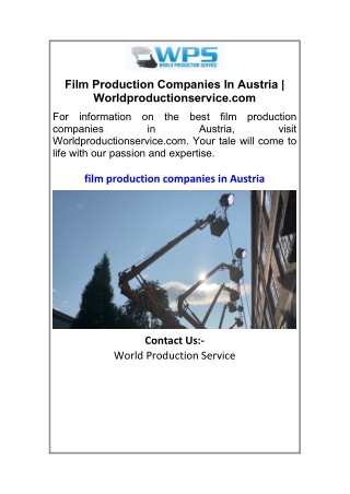 Film Production Companies In Austria  Worldproductionservice.com