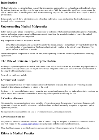 The Fine Line: Ethics in Handling Medical Malpractice Cases