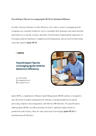 Payroll Expert Tips for Leveraging Ignite HCM for Maximum Efficiency