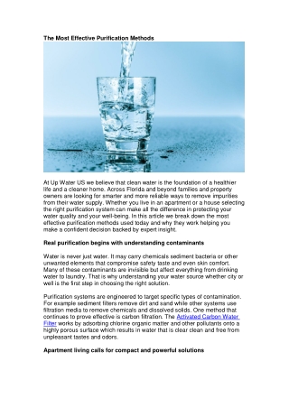 The Most Effective Purification Methods