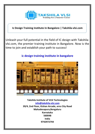 Ic Design Training Institute In Bangalore Takshila-vlsi.com