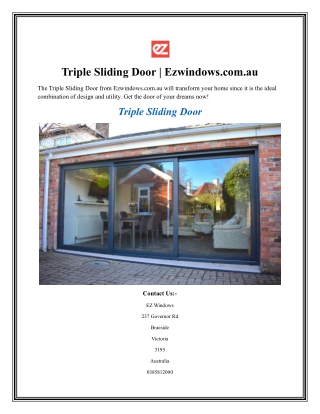 Triple Sliding Door Ezwindows.com.au