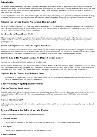 Your Complete Guide to Vavada Casino No Deposit Bonus Code