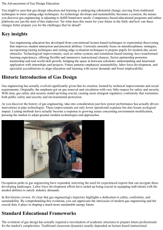 The Advancement of Gas Engineering Education And Learning