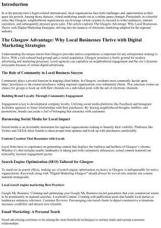 The Glasgow Advantage: Why Local Businesses Thrive with Digital Marketing Strate