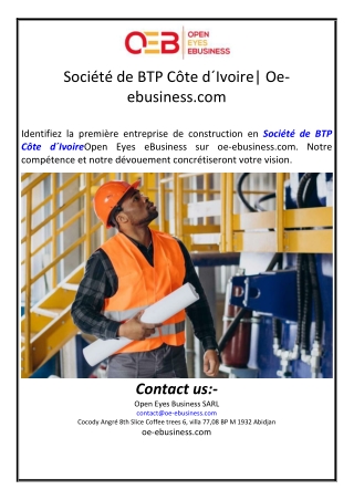 Société de BTP Côte d´Ivoire| Oe-ebusiness.com