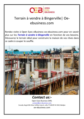 Terrain à vendre à Bingerville| Oe-ebusiness.com