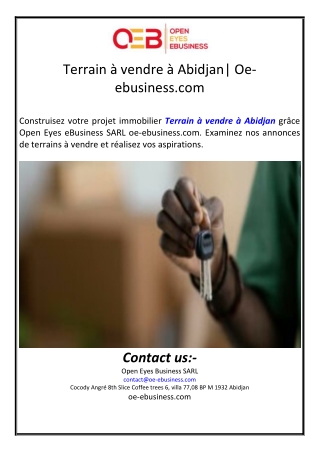 Terrain à vendre à Abidjan| Oe-ebusiness.com