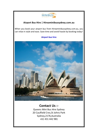 Airport Bus Hire  Hireaminibussydney.com.au