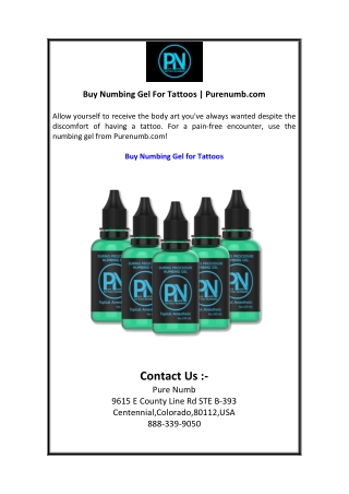 Buy Numbing Gel For Tattoos  Purenumb.com