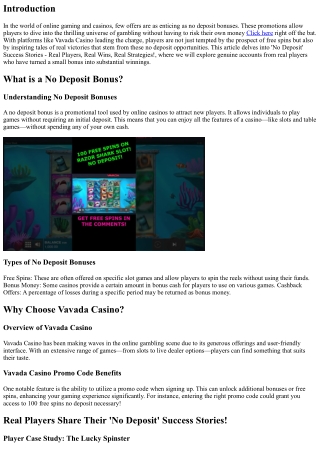 No Deposit' Success Stories - Real Players, Real Wins, Real Strategies!