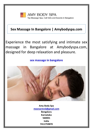 Sex Massage In Bangalore Amybodyspa.com