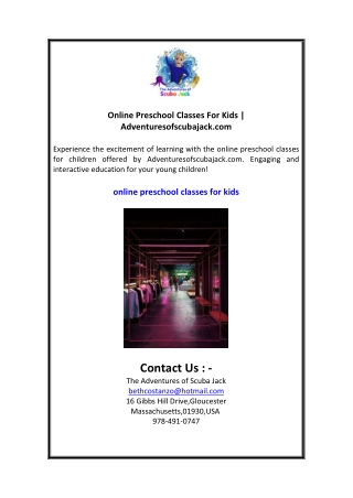 Online Preschool Classes For Kids  Adventuresofscubajack.com