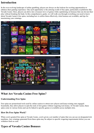 Explore the Exciting World of Vavada Casino Free Spins