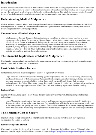 The Cost of Mistakes: Financial Impact of Medical Malpractice