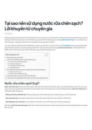 Tại sao nên sử dụng nước rửa chén sạch? Lời khuyên từ chuyên gia
