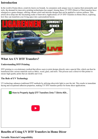 “Innovative Applications of UV DTF Transfers in Home Décor”
