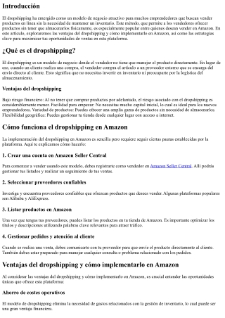 Ventajas del dropshipping y cómo implementarlo en Amazon
