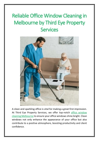 Reliable Office Window Cleaning in Melbourne by Third Eye Property Services