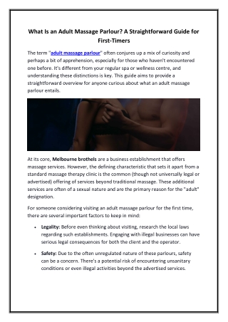 What Is an Adult Massage Parlour A Straightforward Guide for First Timers