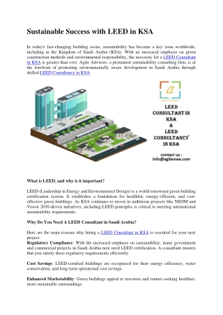 sustainable success with leed in ksa in today