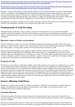 Exploring Gold Price Trends for Beginners