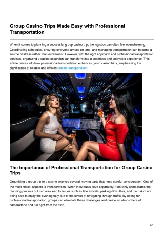 group casino trips made easy with professional