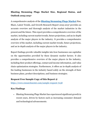 blasting stemming plugs market size regional