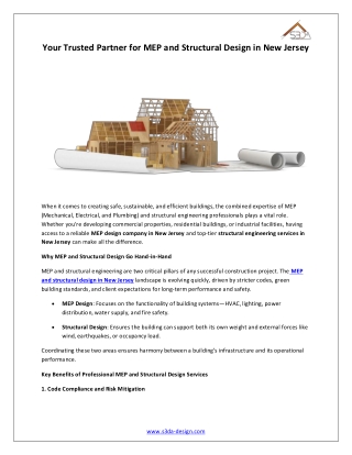 Your Trusted Partner for MEP and Structural Design in New Jersey