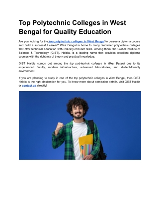 top polytechnic colleges in west bengal