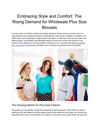 Embracing Style and Comfort_ The Rising Demand for Wholesale Plus Size Blouses