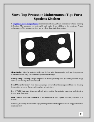 Stove Top Protector Maintenance- Tips For a Spotless Kitchen