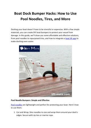 DIY Boat Dock Bumper Hacks: Save Money with Pool Noodles, Tires, and More