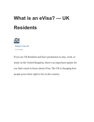 What is an eVisa — UK Residents