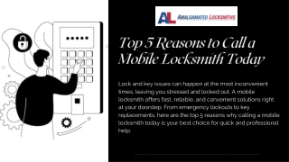 Top 5 Reasons to Call a Mobile Locksmith Today