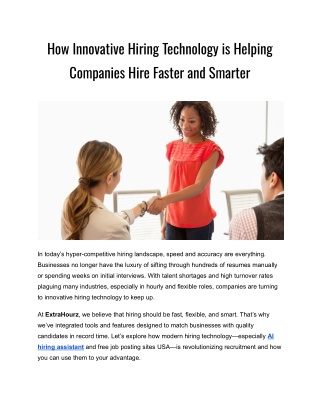How Innovative Hiring Technology is Helping Companies Hire Faster and Smarter