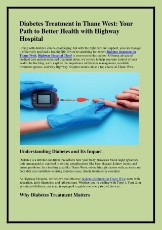 Diabetes Treatment in Thane West