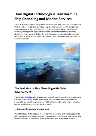 How Digital Technology is Transforming Ship Chandling and Marine Services