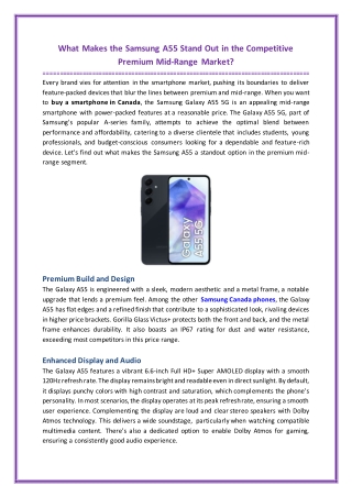 What Sets the Samsung A55 Apart in the Competitive Mid-Range Market?