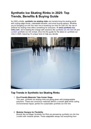 Synthetic Ice Skating Rinks in 2025: Top Trends, Benefits & Buying Guide